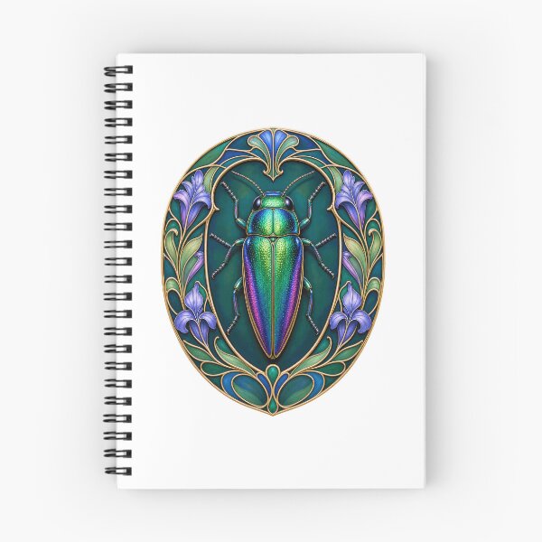 Item preview, Iridescent Jewel Beetle Art Nouveau Insect designed and sold by AntiqueImages.
