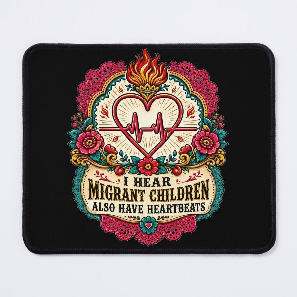 Item preview, I Hear Migrant Children Also Have Heartbeats Ornate Folk Art Heart Badge Gift for Advocates designed and sold by Nightarel.