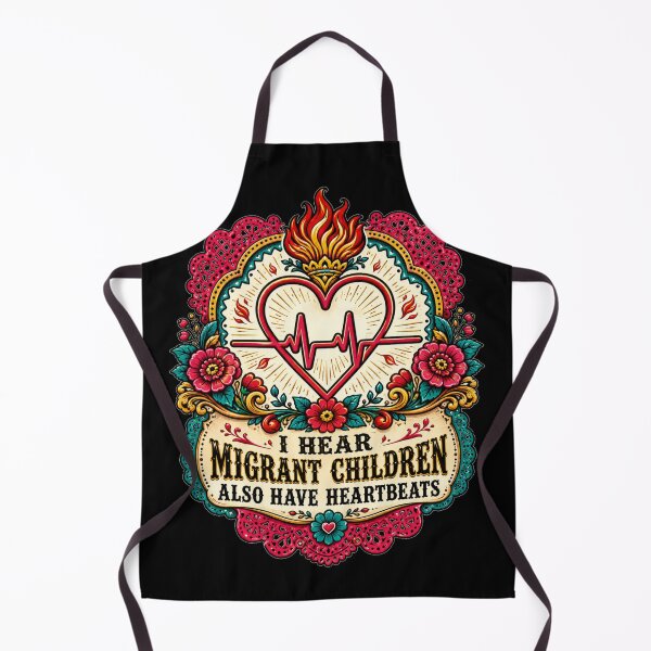 Item preview, I Hear Migrant Children Also Have Heartbeats Ornate Folk Art Heart Badge Gift for Advocates designed and sold by Nightarel.