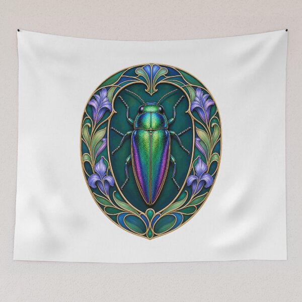 Item preview, Iridescent Jewel Beetle Art Nouveau Insect designed and sold by AntiqueImages.