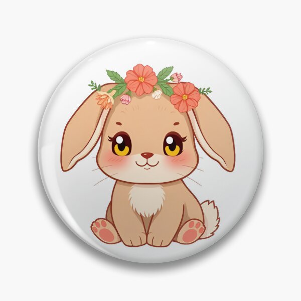Item preview, Cute kawaii brown bunny with a floral wreath 02 designed and sold by ChameleonStars.