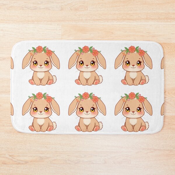 Item preview, Cute kawaii brown bunny with a floral wreath 02 designed and sold by ChameleonStars.