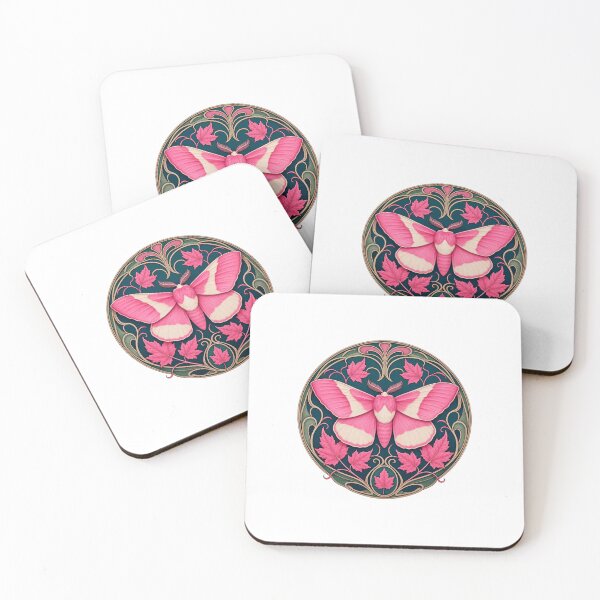 Item preview, Rosy Maple Moth Art Nouveau Decorative Pink Insect designed and sold by AntiqueImages.