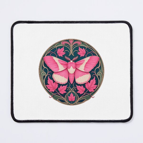 Item preview, Rosy Maple Moth Art Nouveau Decorative Pink Insect designed and sold by AntiqueImages.
