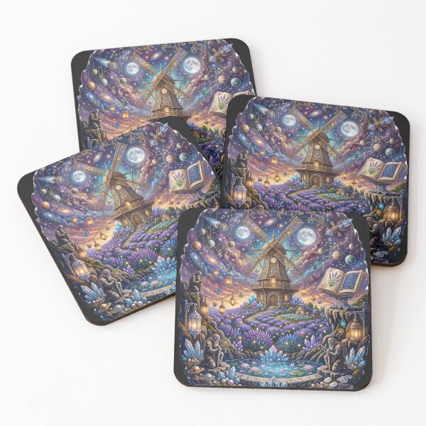 Item preview, Celestial Windmill Sanctuary | Enchanted Cosmic Fantasy Painting designed and sold by Origamoart.