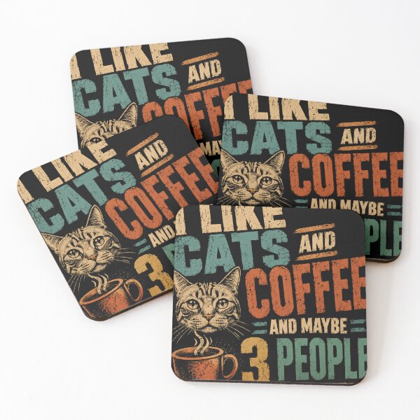 Item preview, I Like Cats And Coffee And Maybe 3 People Introvert Cat Lover Coffee Drinker designed and sold by RetroMini2026.