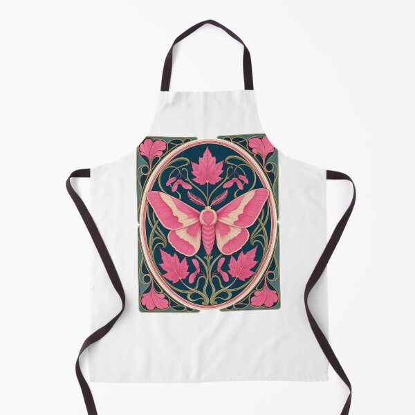 Item preview, Pink Rosy Maple Moth Art Nouveau Botanical designed and sold by AntiqueImages.