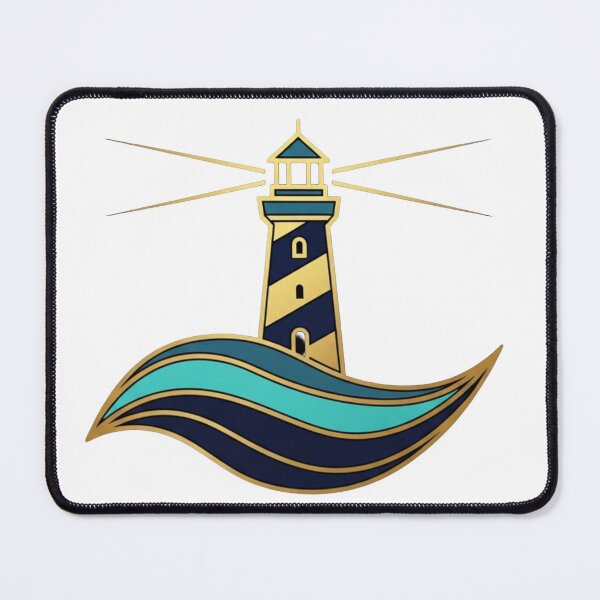 Item preview, Elegant Geometric Lighthouse - Gold  Nautical Ocean Wave Vector Art designed and sold by Dzblack.