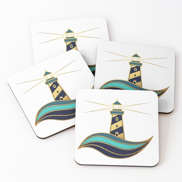 Item preview, Elegant Geometric Lighthouse - Gold  Nautical Ocean Wave Vector Art designed and sold by Dzblack.