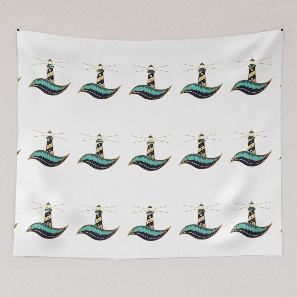 Item preview, Elegant Geometric Lighthouse - Gold  Nautical Ocean Wave Vector Art designed and sold by Dzblack.