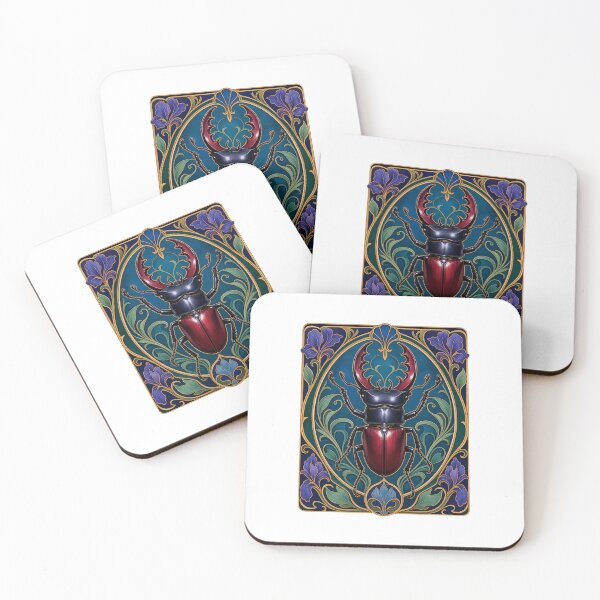 Item preview, Art Nouveau Stag Beetle Insect Entomology Design designed and sold by AntiqueImages.