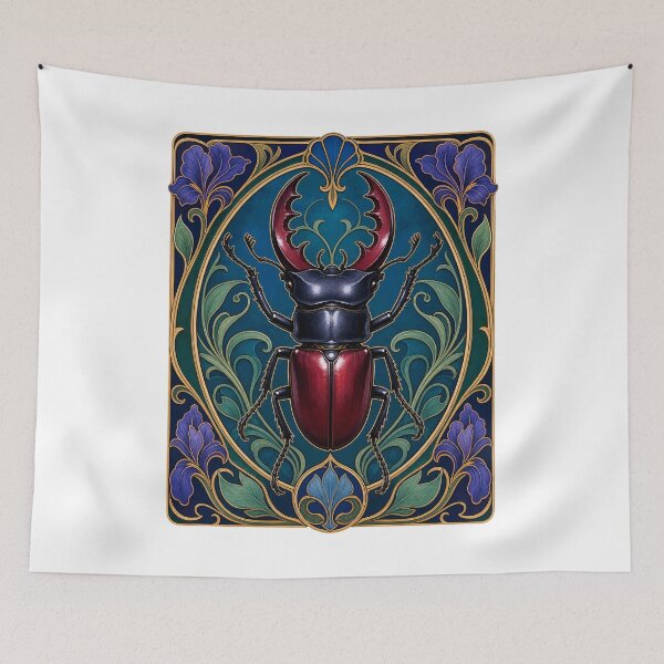 Item preview, Art Nouveau Stag Beetle Insect Entomology Design designed and sold by AntiqueImages.