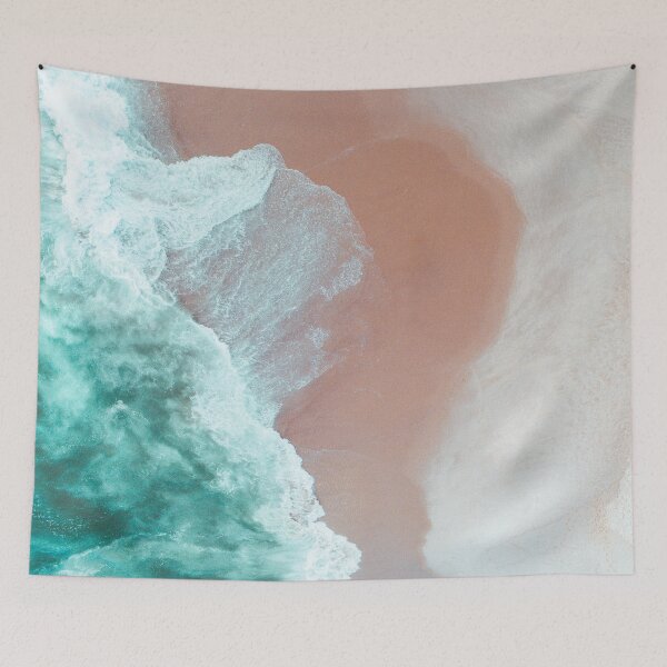 Item preview, Aerial Beach Photography Ocean Waves Coastal Landscape Seascape Wall Art Tropical Shoreline Nature Print designed and sold by Kzara Visual.