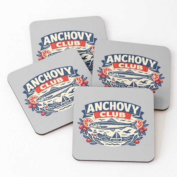 Item preview, Anchovy Club Vintage Mediterranean Seafood Badge Retro European Coastal  designed and sold by Artycom.