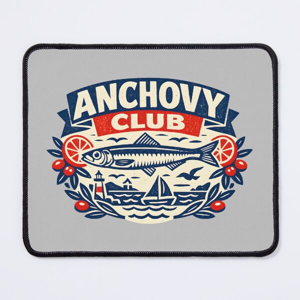 Item preview, Anchovy Club Vintage Mediterranean Seafood Badge Retro European Coastal  designed and sold by Artycom.