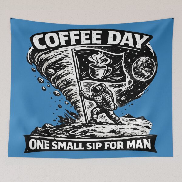 Item preview, One Small Sip for Man National Coffee Day Space Explorer designed and sold by irfanshikh.