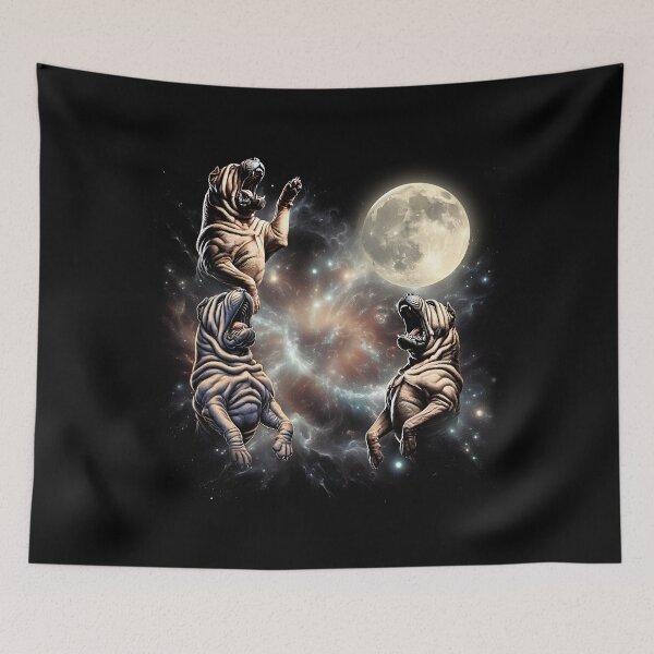 Item preview, Chinese Shar-Pei Howling Moon Lover Dog designed and sold by MosaikkiArt.