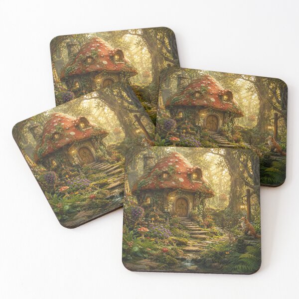 Item preview, Enchanted Woodland Mushroom Cottage | Cozy Cottagecore Forest Fantasy Art designed and sold by Nexyra_Labs Art Studios.