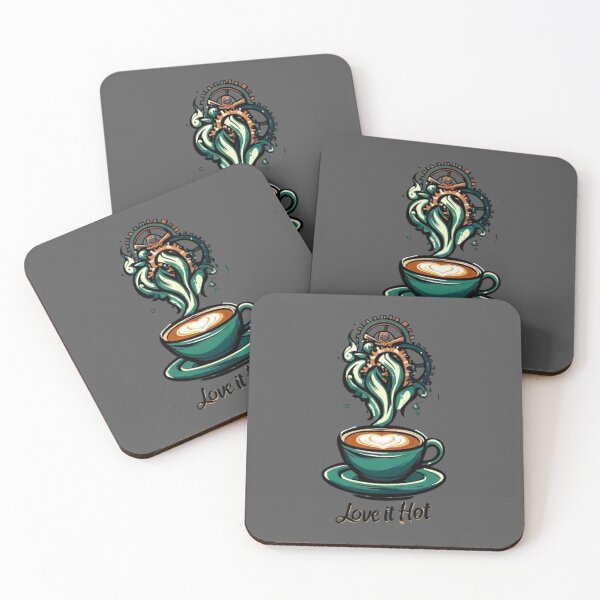 Item preview, Love It Hot Coffee Logo | Mechanical Steam Gears Flame Cup Barista Design 03 designed and sold by Shift-Bloom.