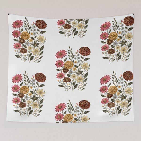 Item preview, Vintage Botanical Floral Bouquet Wildflowers Illustration designed and sold by WearTheVibe Store.