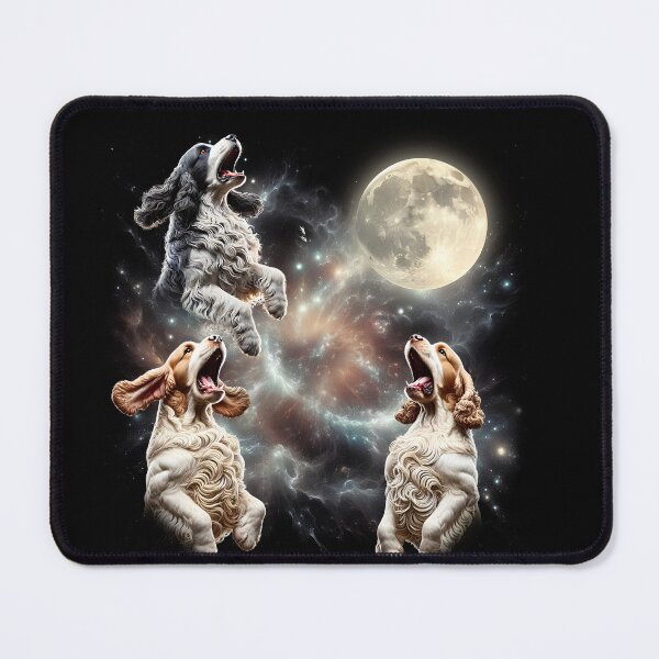 Item preview, Clumber Spaniel Howling Moon Lover Dog designed and sold by MosaikkiArt.