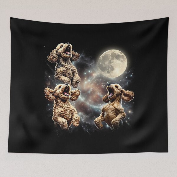 Item preview, Cockapoo Howling Moon Lover Dog designed and sold by MosaikkiArt.