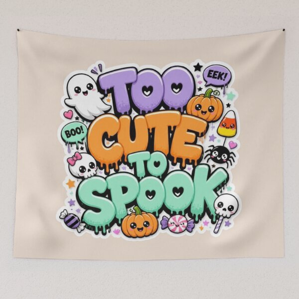 Item preview, Too Cute to Spook Cute Halloween Sticker | Kawaii Ghost Pumpkin Graffiti Design | Spooky Season Vinyl Decal designed and sold by Stylestickers55.