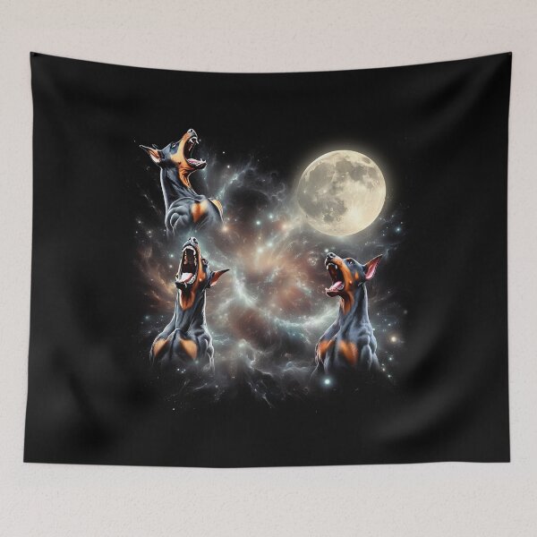 Item preview, Doberman Howling Moon Lover Dog designed and sold by MosaikkiArt.