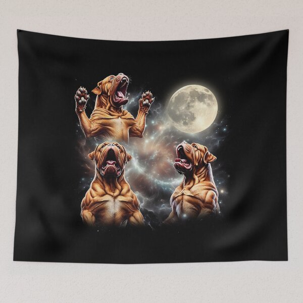 Item preview, Dogue de Bordeaux Howling Moon Lover Dog designed and sold by MosaikkiArt.