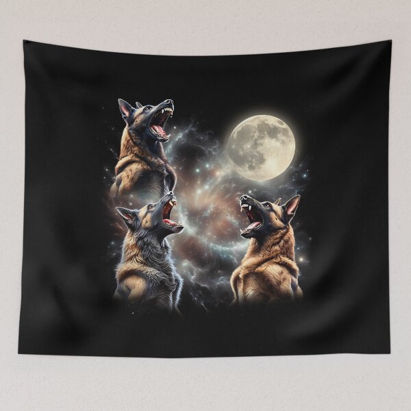 Item preview, Dutch Shepherd Howling Moon Lover Dog designed and sold by MosaikkiArt.