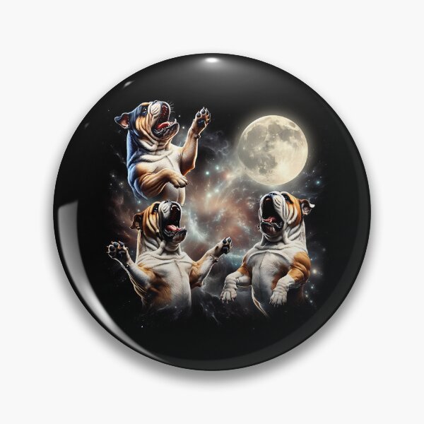 Item preview, English Bulldog Howling Moon Lover Dog designed and sold by MosaikkiArt.