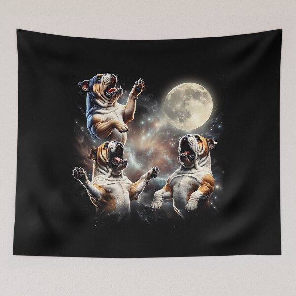 Item preview, English Bulldog Howling Moon Lover Dog designed and sold by MosaikkiArt.