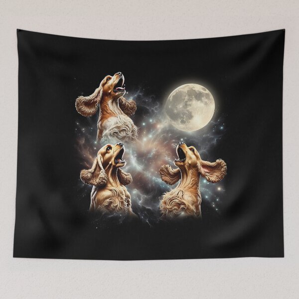 Item preview, English Cocker Spaniel Howling Moon Lover Dog designed and sold by MosaikkiArt.