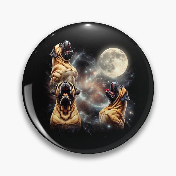 Item preview, English Mastiff Howling Moon Lover Dog designed and sold by MosaikkiArt.