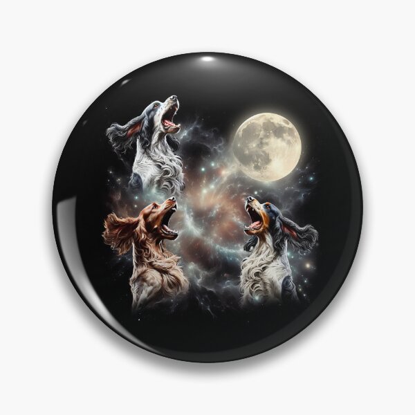 Item preview, English Setter Howling Moon Lover Dog designed and sold by MosaikkiArt.