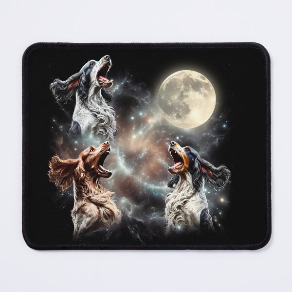 Item preview, English Setter Howling Moon Lover Dog designed and sold by MosaikkiArt.