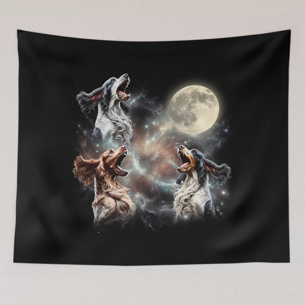 Item preview, English Setter Howling Moon Lover Dog designed and sold by MosaikkiArt.