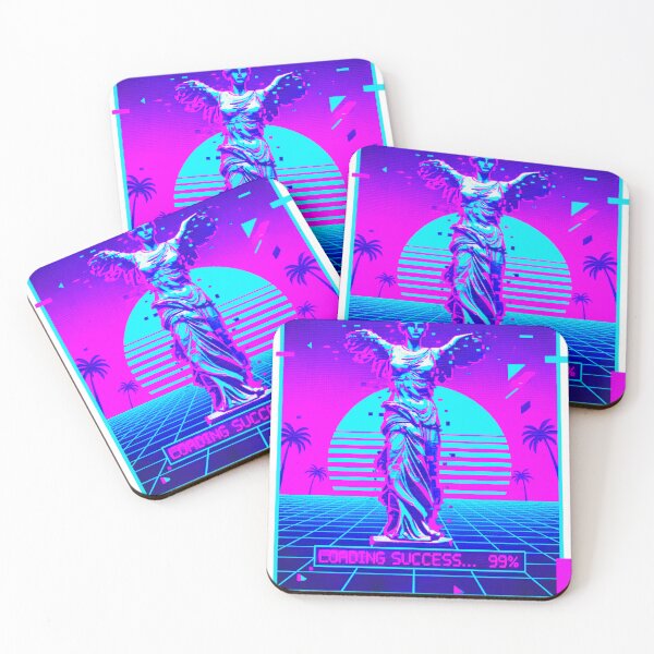 Item preview, Neoclassical Vaporwave Winged Statue - Synthwave Grid designed and sold by A E S T H E T A T A G.