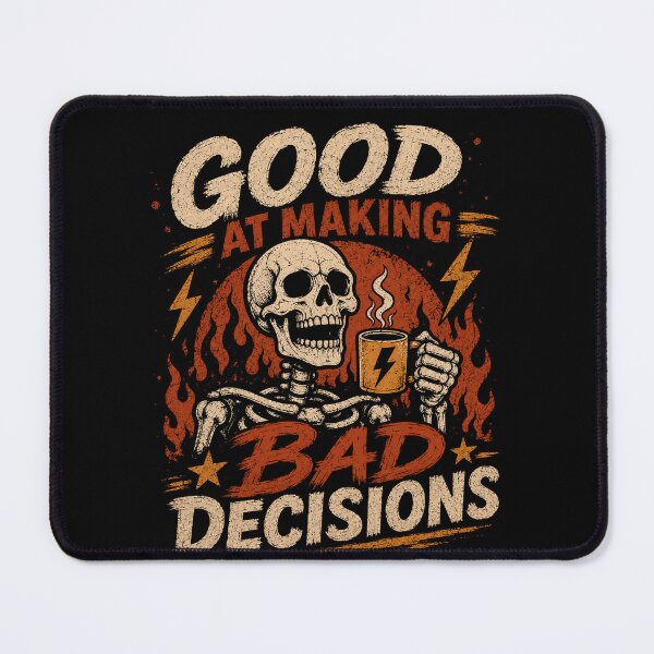 Item preview, Good At Making Bad Decisions Skull Humor Coffee Drinker designed and sold by HumansStuck12.
