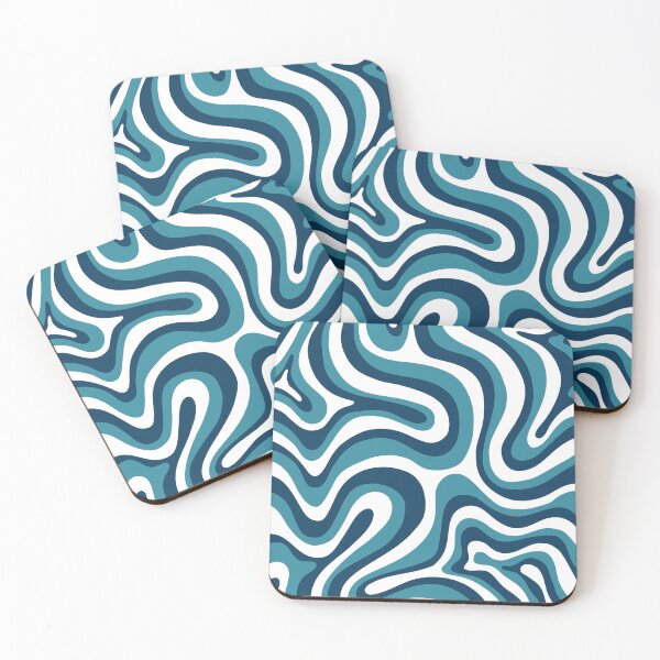 Item preview, Liquid Swirl Retro Abstract in Deep Navy Blue , Light Teal, and Medium Teal Blue, Cream, and White designed and sold by Differenceee.