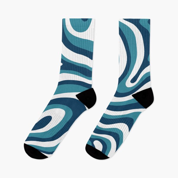 Item preview, Liquid Swirl Retro Abstract in Deep Navy Blue , Light Teal, and Medium Teal Blue, Cream, and White designed and sold by Differenceee.