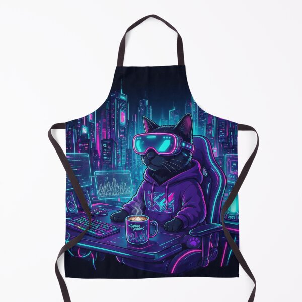 Item preview, Cyberpunk Hacker Cat Neon Gamer Aesthetic Graphic designed and sold by DesignEpic22.