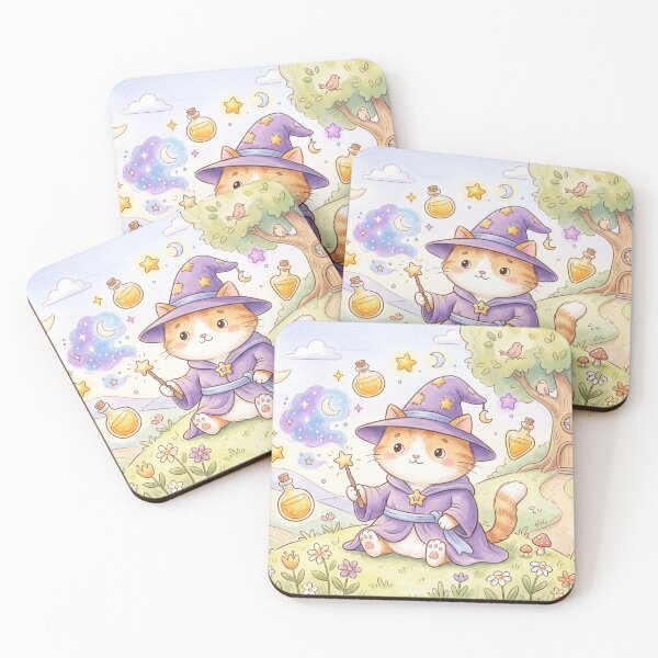 Item preview, Cute wizard cat watercolor cozy halloween designed and sold by Softie Sticker Studio.
