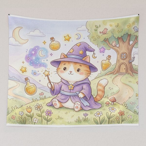 Item preview, Cute wizard cat watercolor cozy halloween designed and sold by Softie Sticker Studio.