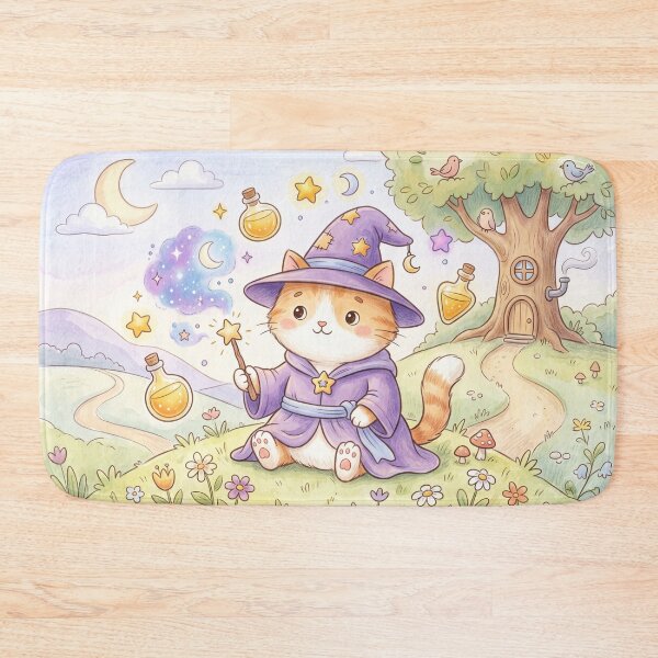 Item preview, Cute wizard cat watercolor cozy halloween designed and sold by Softie Sticker Studio.
