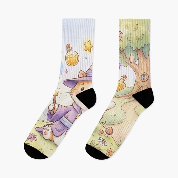 Item preview, Cute wizard cat watercolor cozy halloween designed and sold by Softie Sticker Studio.