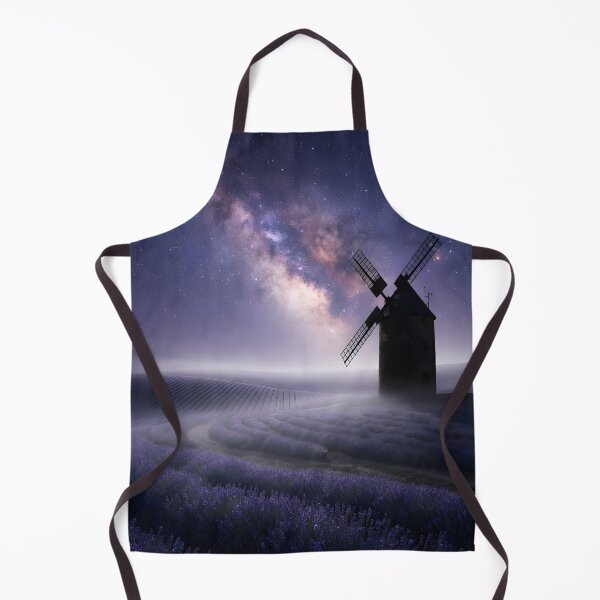 Item preview, Lavender Field Windmill Under Milky Way | Starry Night Landscape designed and sold by DreamyWallVibes.