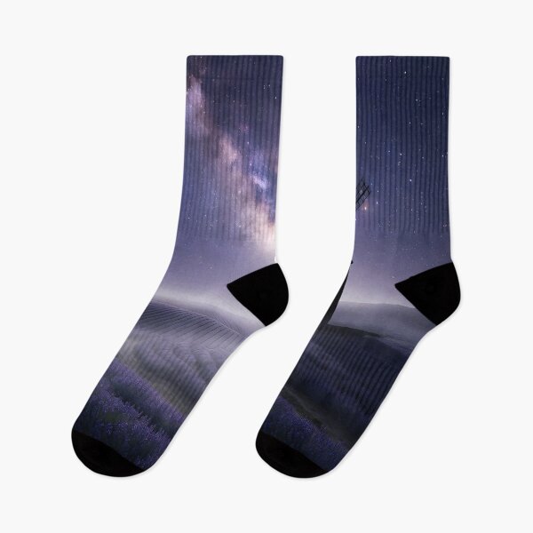 Item preview, Lavender Field Windmill Under Milky Way | Starry Night Landscape designed and sold by DreamyWallVibes.