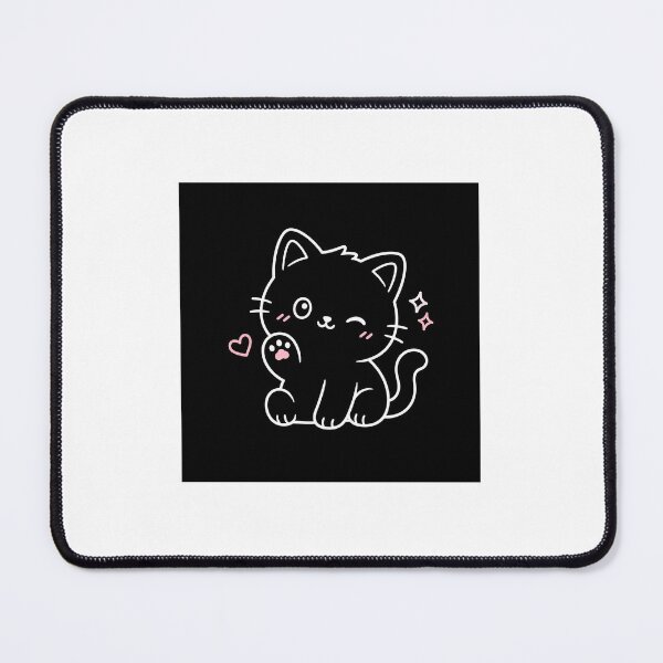 Item preview, Kawaii Waving Kitty – Cute Line Art Sticker designed and sold by VisionInkStudio.