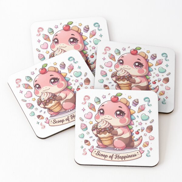 Item preview, Scoop of Happiness Kawaii Baby Dinosaur Ice Cream T-Shirt – Cute Pastel Dessert Sticker Gift for Kawaii Lovers & Sweet Treat Fans designed and sold by GemBob Creations.